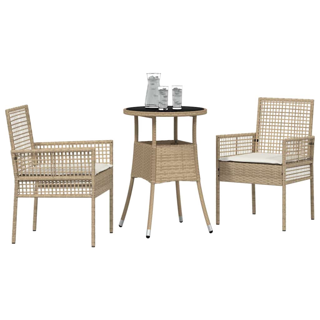 Garten Essgruppe 3 pcs Beige Poly Rattan