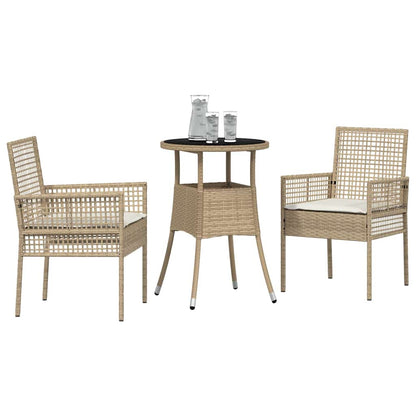 Garten Essgruppe 3 pcs Beige Poly Rattan