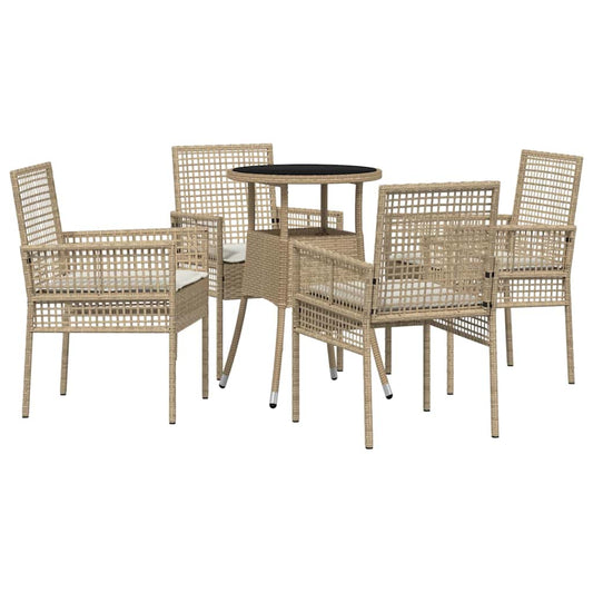 Garten Essgruppe 5 pcs Beige Poly Rattan
