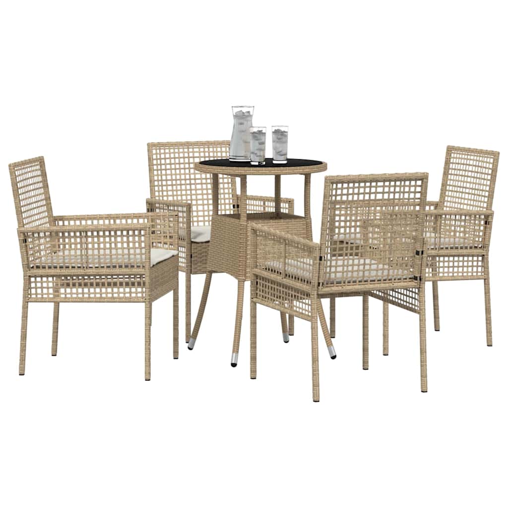Garten Essgruppe 5 pcs Beige Poly Rattan