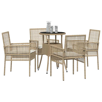 Garten Essgruppe 5 pcs Beige Poly Rattan