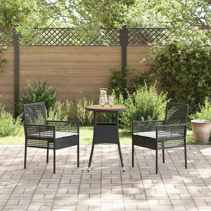 Garten Essgruppe 3 pcs Schwarz Poly Rattan