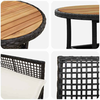 Garten Essgruppe 5 pcs Schwarz Poly Rattan