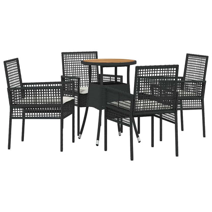Garten Essgruppe 5 pcs Schwarz Poly Rattan