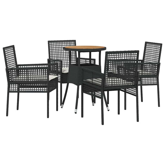 Garten Essgruppe 5 pcs Schwarz Poly Rattan
