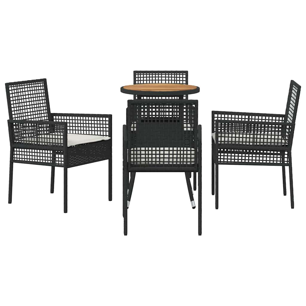 Garten Essgruppe 5 pcs Schwarz Poly Rattan