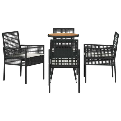 Garten Essgruppe 5 pcs Schwarz Poly Rattan
