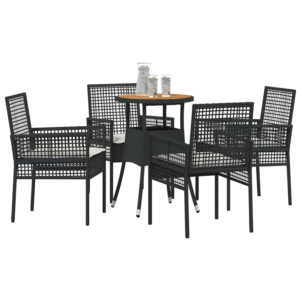 Garten Essgruppe 5 pcs Schwarz Poly Rattan