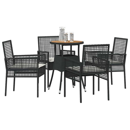 Garten Essgruppe 5 pcs Schwarz Poly Rattan