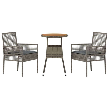 Garten Essgruppe 3 pcs Grau Poly Rattan