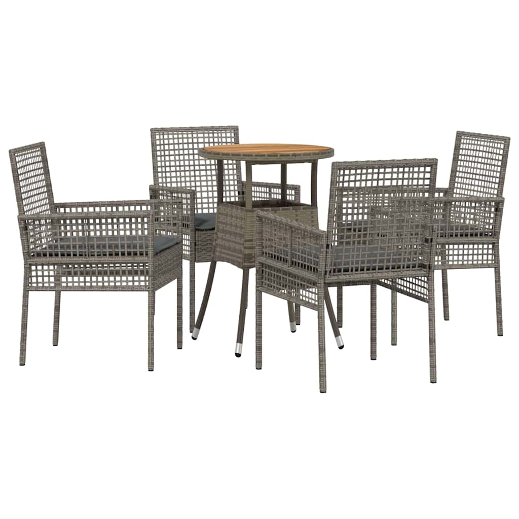 Garten Essgruppe 5 pcs Grau Poly Rattan