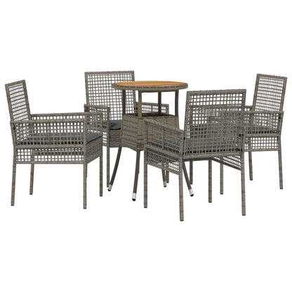 Garten Essgruppe 5 pcs Grau Poly Rattan