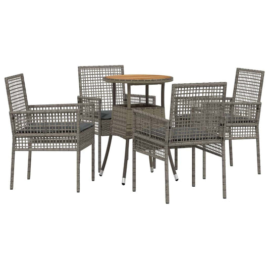 Garten Essgruppe 5 pcs Grau Poly Rattan