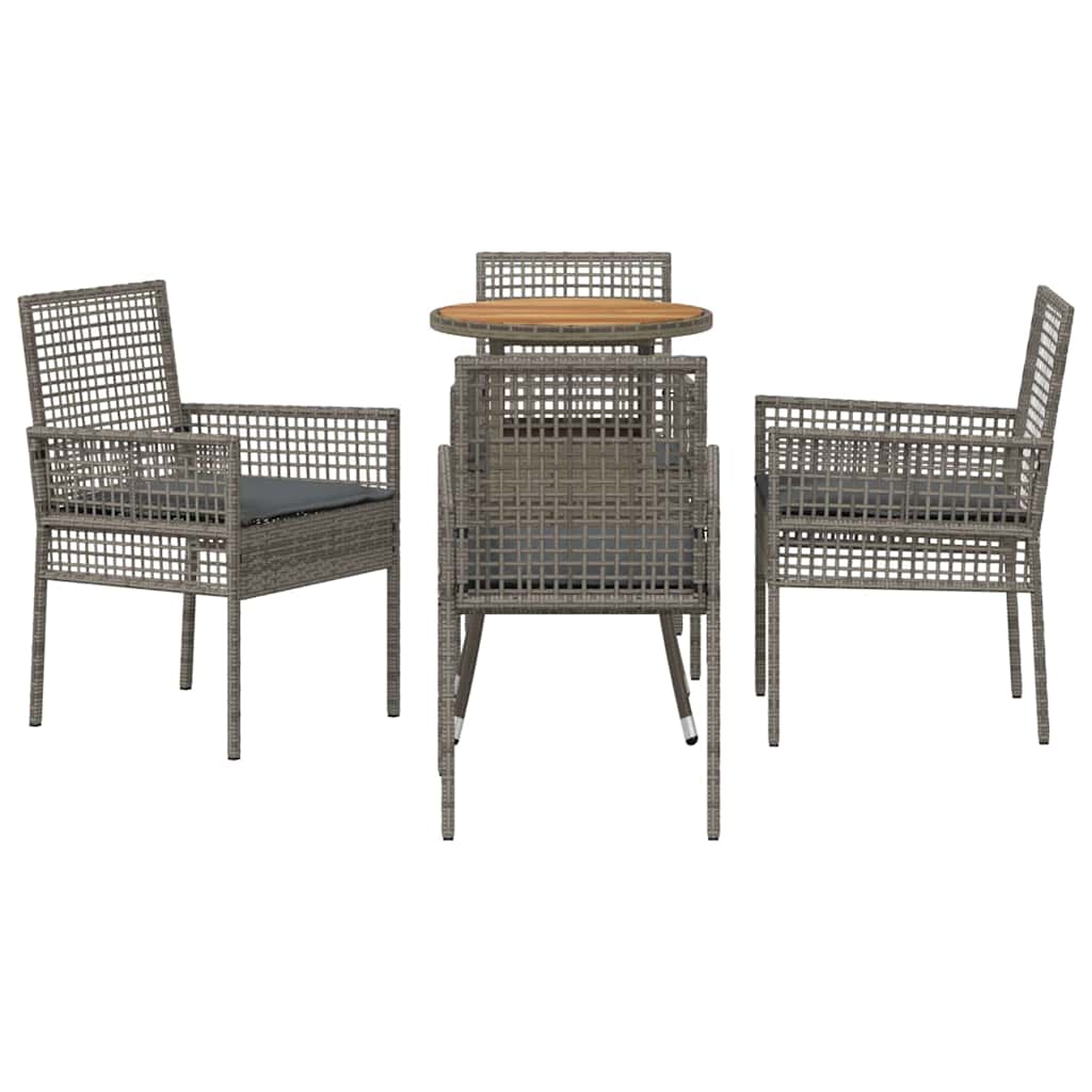 Garten Essgruppe 5 pcs Grau Poly Rattan