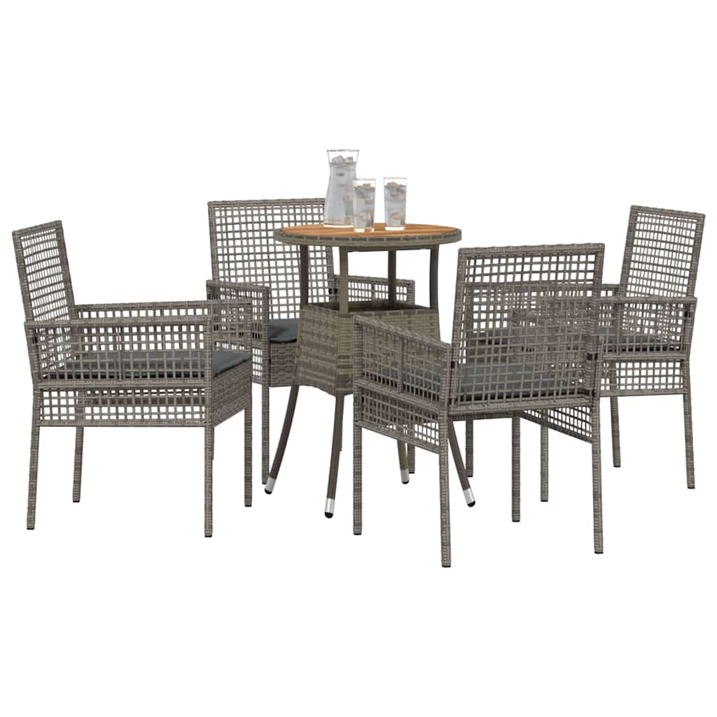 Garten Essgruppe 5 pcs Grau Poly Rattan