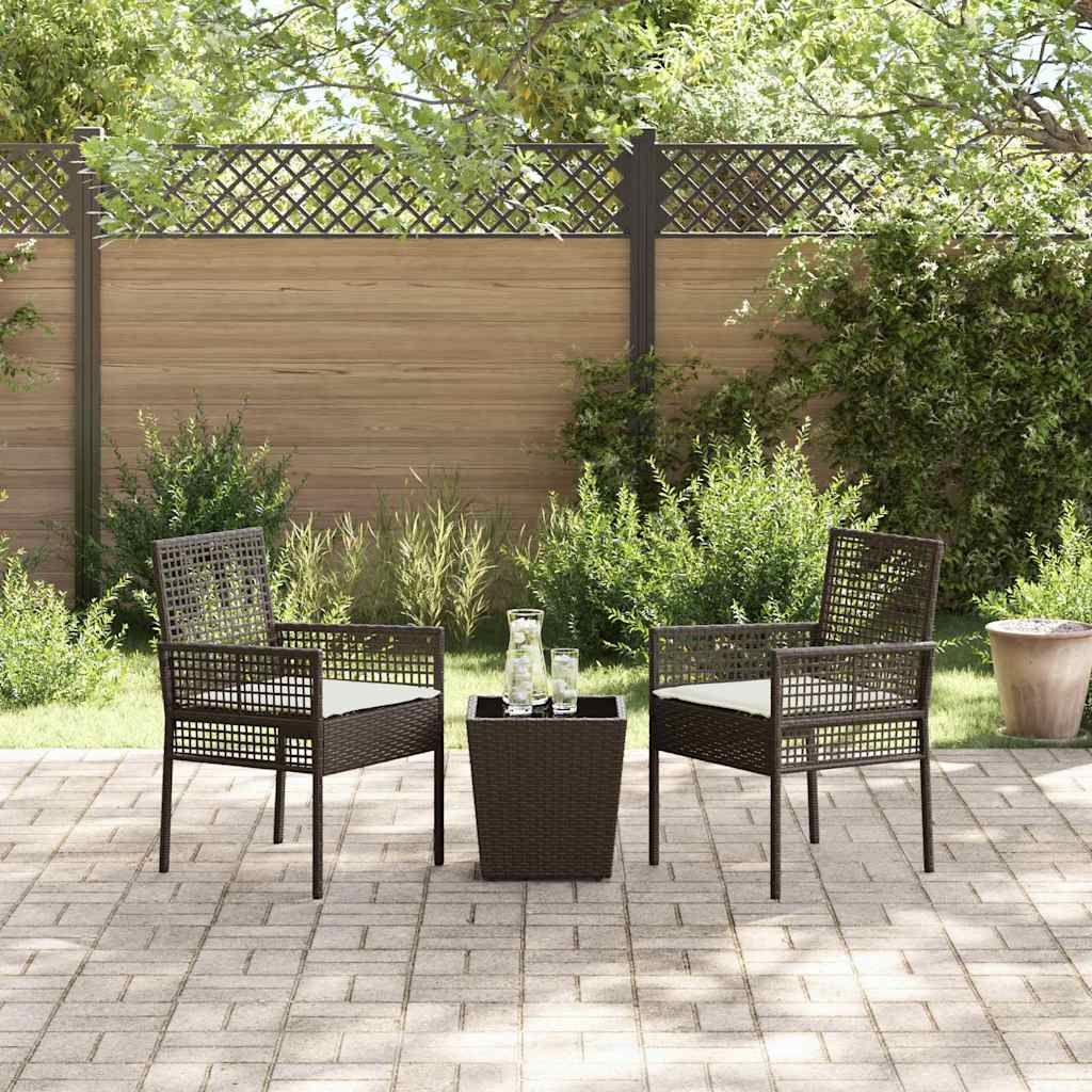 Garten Bistro Set 3 pcs Braun Poly Rattan