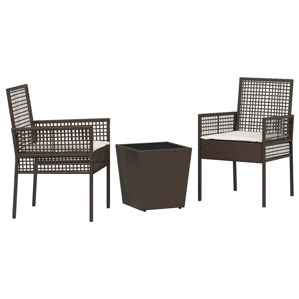 Garten Bistro Set 3 pcs Braun Poly Rattan