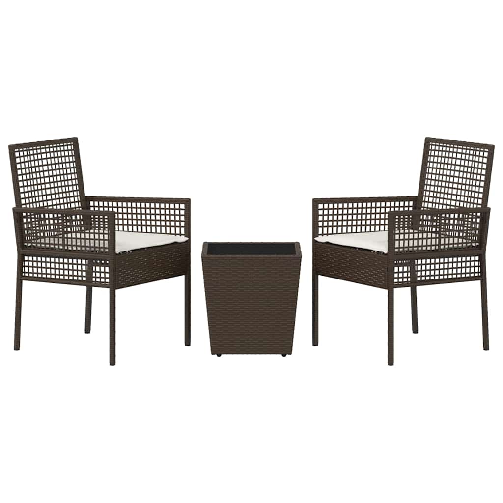 Garten Bistro Set 3 pcs Braun Poly Rattan