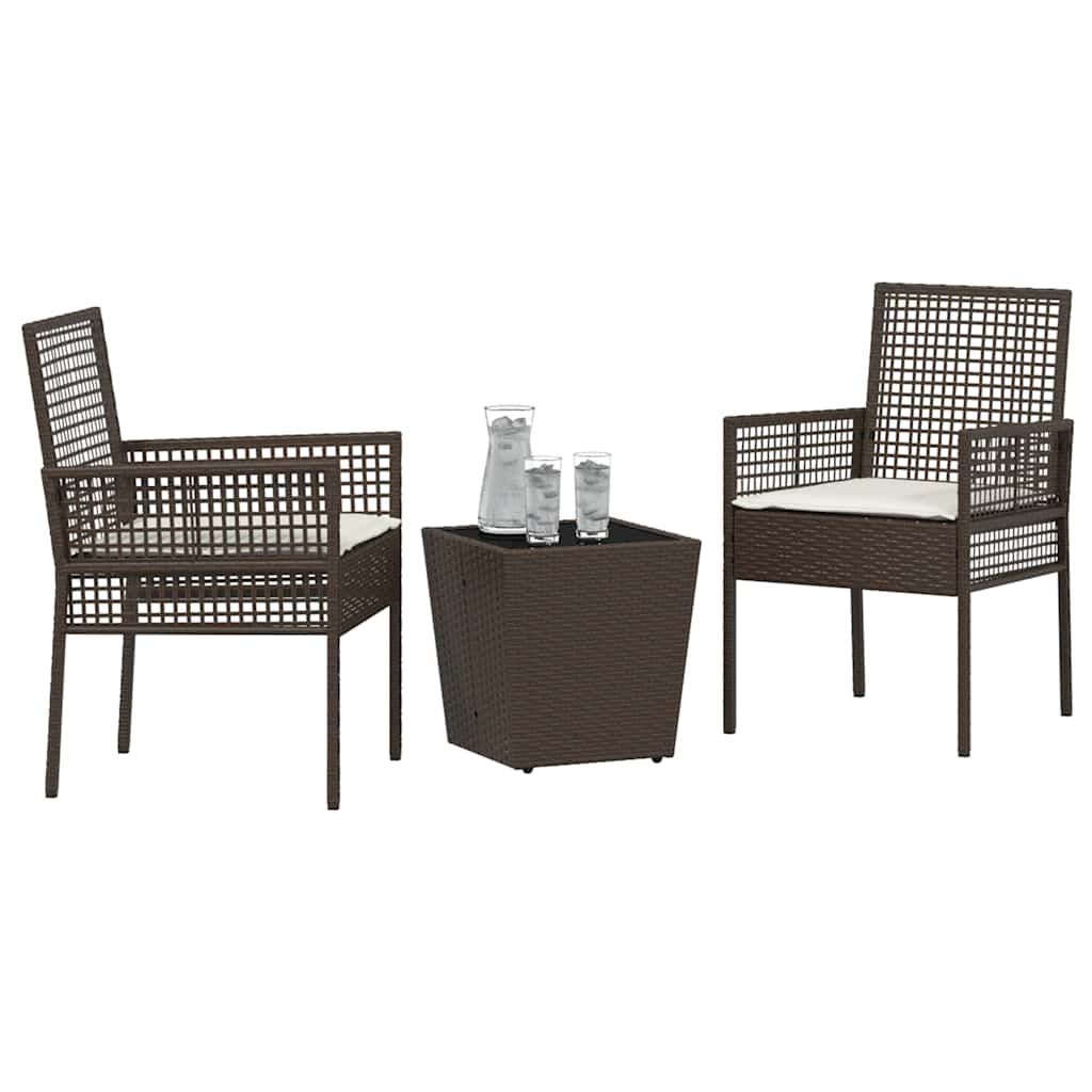 Garten Bistro Set 3 pcs Braun Poly Rattan