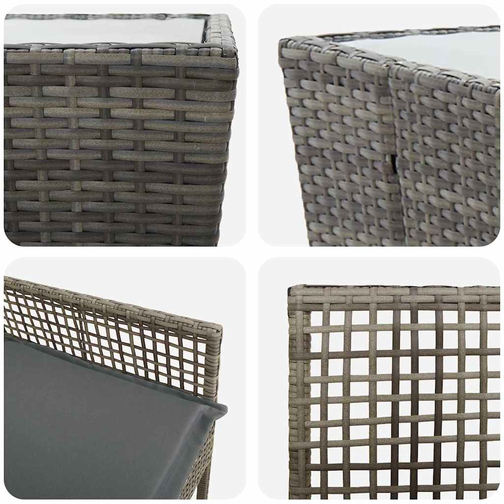 Garten Bistro Set 3 pcs Grau Poly Rattan