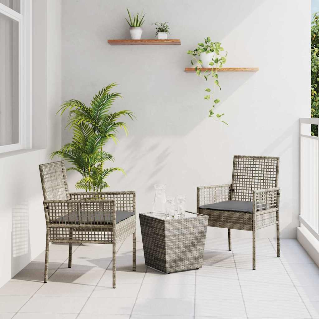 Garten Bistro Set 3 pcs Grau Poly Rattan