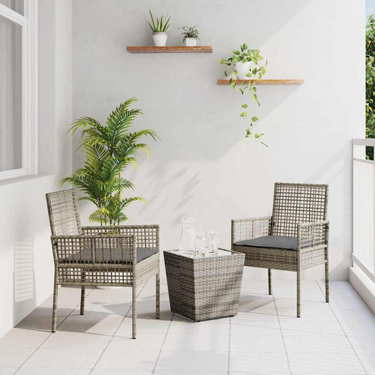 Garten Bistro Set 3 pcs Grau Poly Rattan