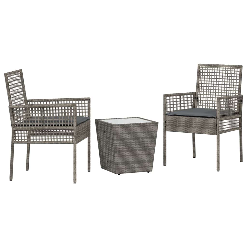 Garten Bistro Set 3 pcs Grau Poly Rattan