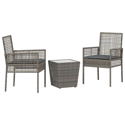 Garten Bistro Set 3 pcs Grau Poly Rattan