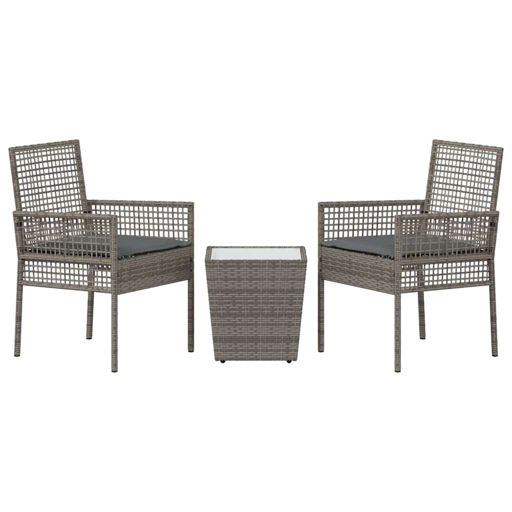 Garten Bistro Set 3 pcs Grau Poly Rattan