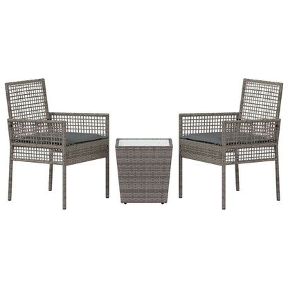 Garten Bistro Set 3 pcs Grau Poly Rattan