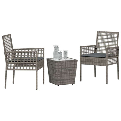 Garten Bistro Set 3 pcs Grau Poly Rattan
