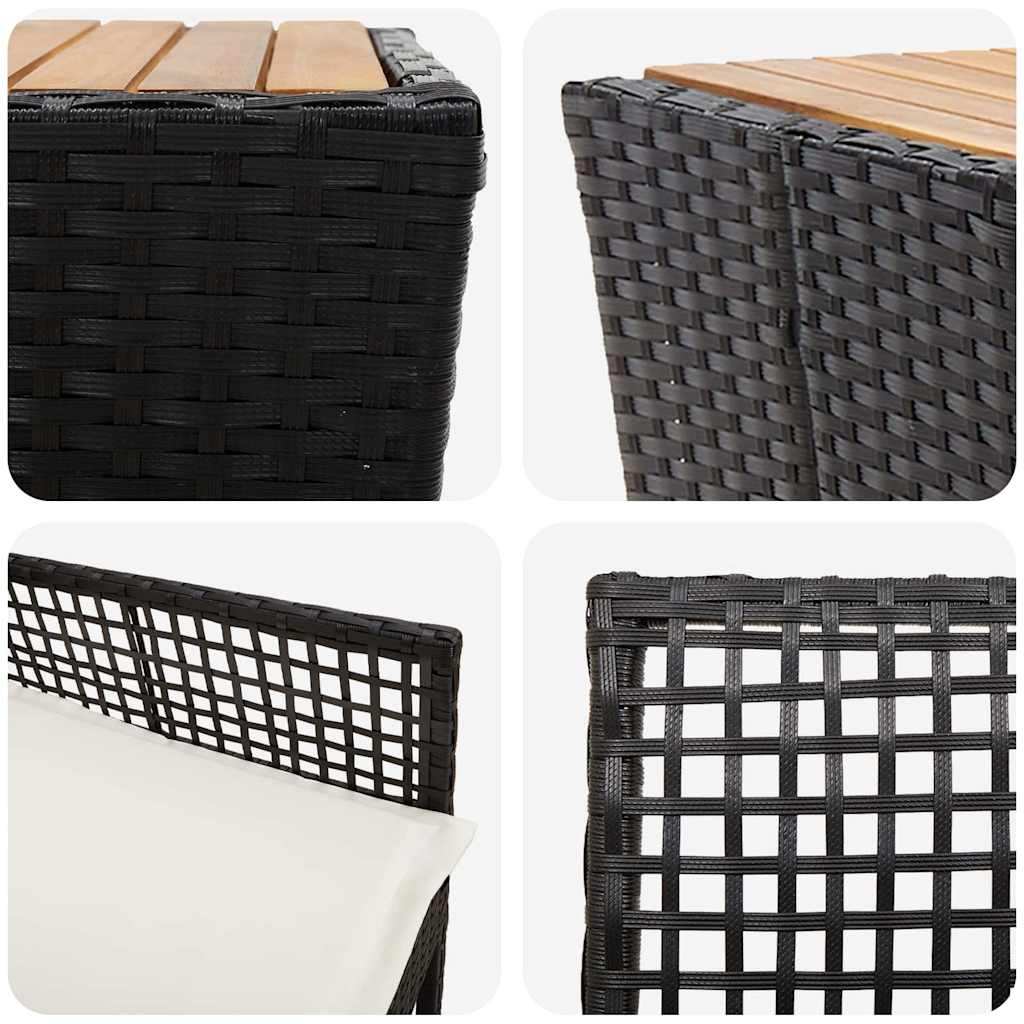 Garten Bistro Set 3 pcs Schwarz Poly Rattan