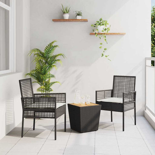 Garten Bistro Set 3 pcs Schwarz Poly Rattan