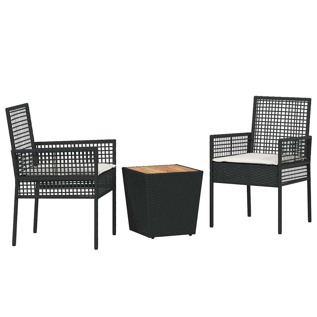 Garten Bistro Set 3 pcs Schwarz Poly Rattan