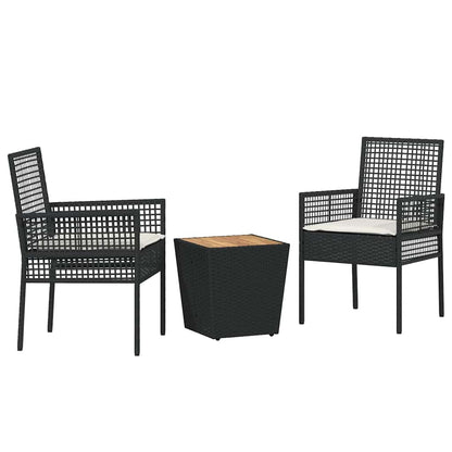 Garten Bistro Set 3 pcs Schwarz Poly Rattan