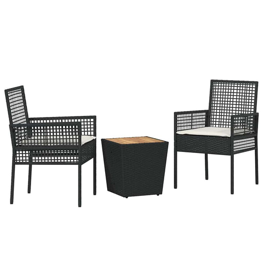 Garten Bistro Set 3 pcs Schwarz Poly Rattan