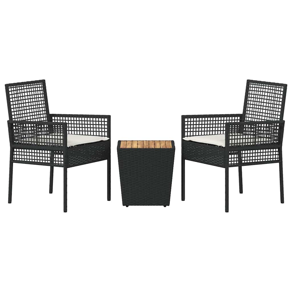 Garten Bistro Set 3 pcs Schwarz Poly Rattan