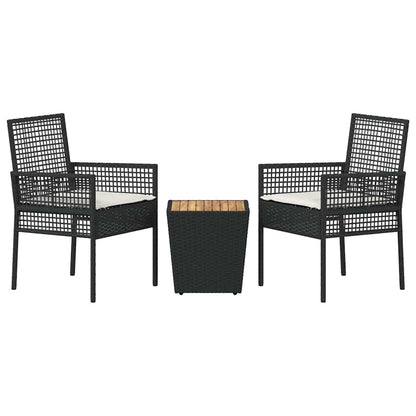 Garten Bistro Set 3 pcs Schwarz Poly Rattan
