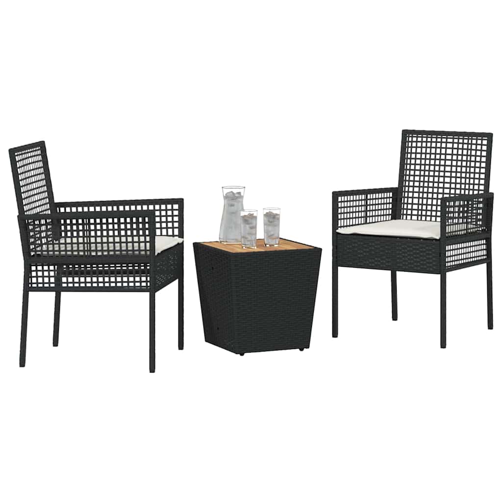 Garten Bistro Set 3 pcs Schwarz Poly Rattan