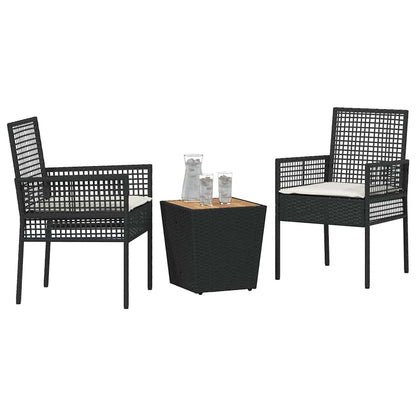 Garten Bistro Set 3 pcs Schwarz Poly Rattan