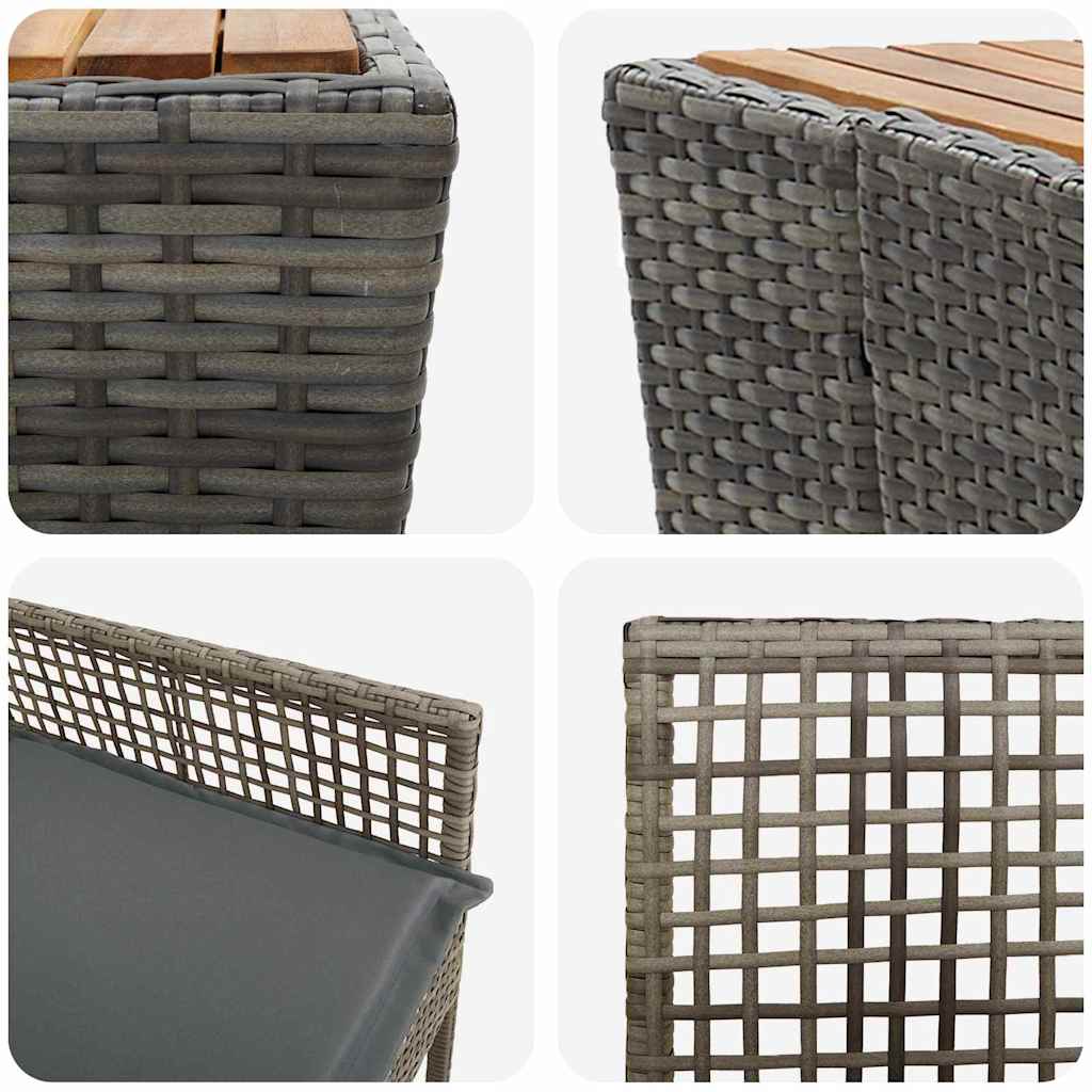 Garten Bistro Set 3 pcs Grau Poly Rattan