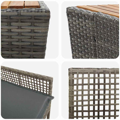Garten Bistro Set 3 pcs Grau Poly Rattan