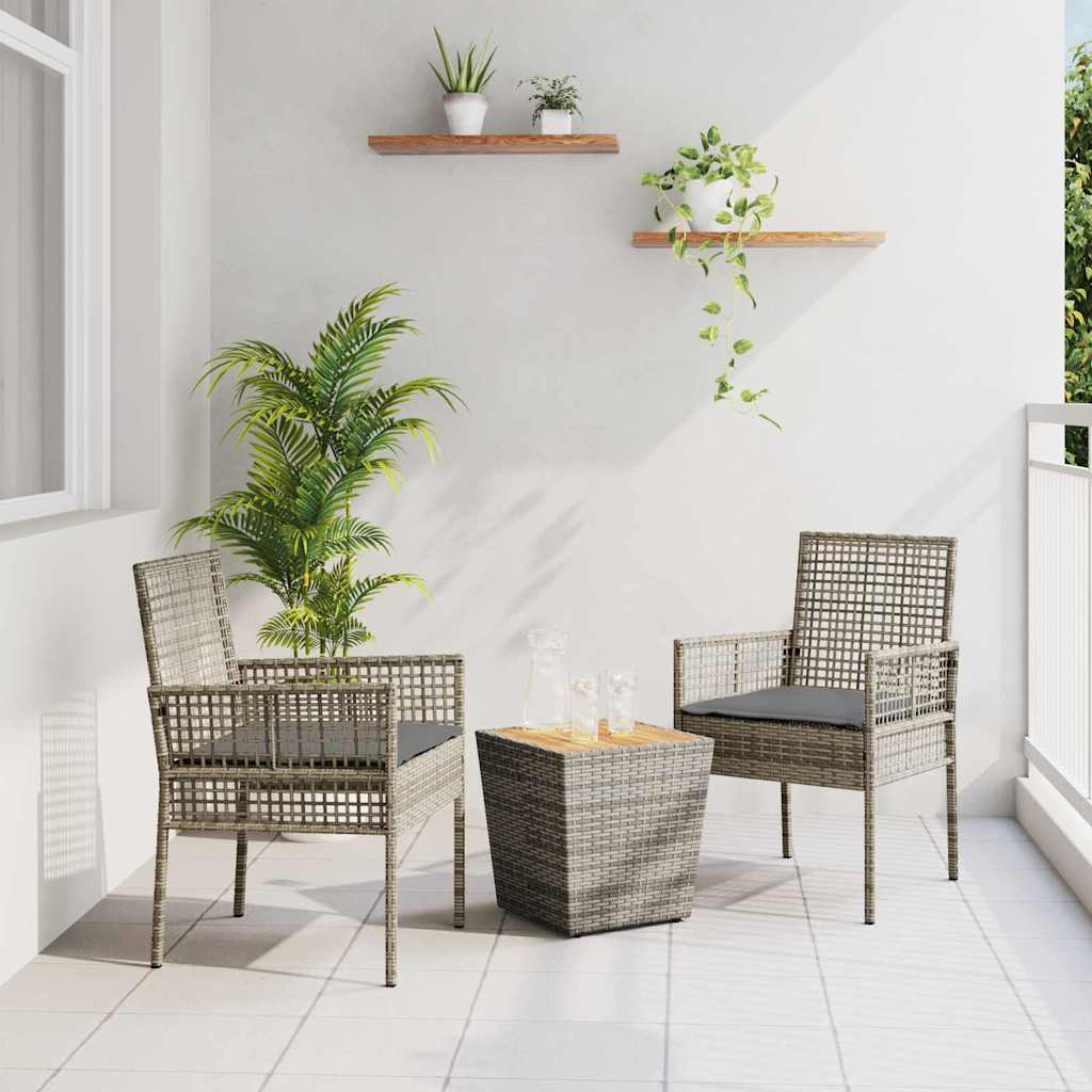 Garten Bistro Set 3 pcs Grau Poly Rattan