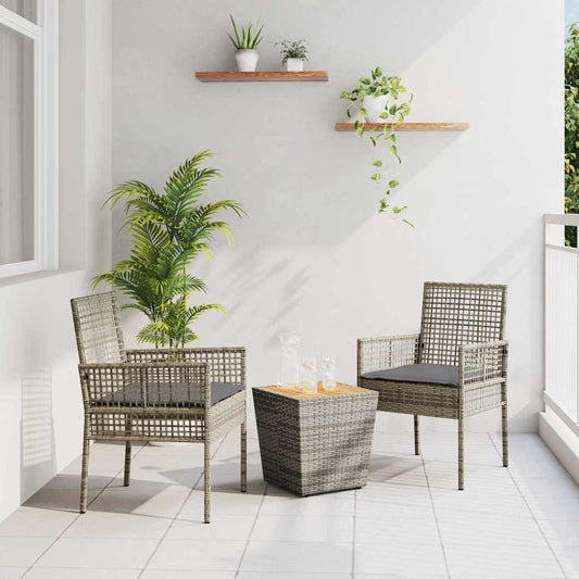 Garten Bistro Set 3 pcs Grau Poly Rattan