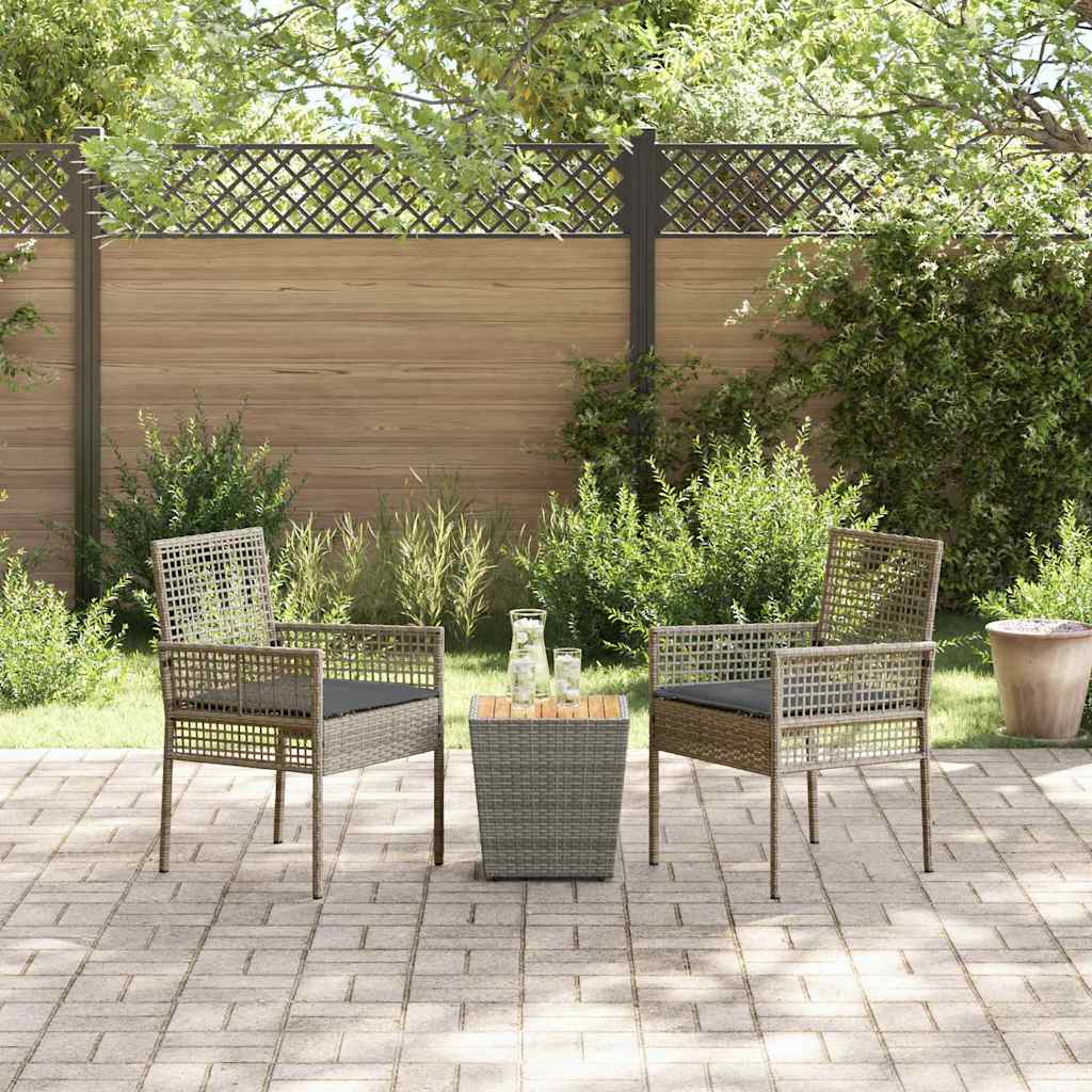Garten Bistro Set 3 pcs Grau Poly Rattan