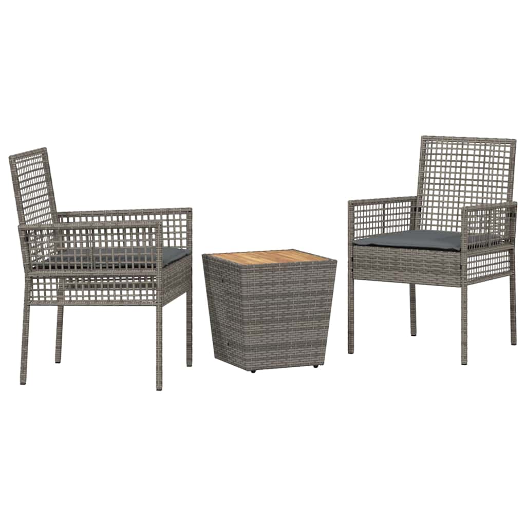 Garten Bistro Set 3 pcs Grau Poly Rattan