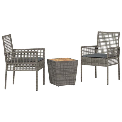 Garten Bistro Set 3 pcs Grau Poly Rattan