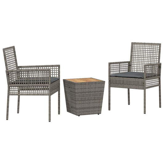Garten Bistro Set 3 pcs Grau Poly Rattan