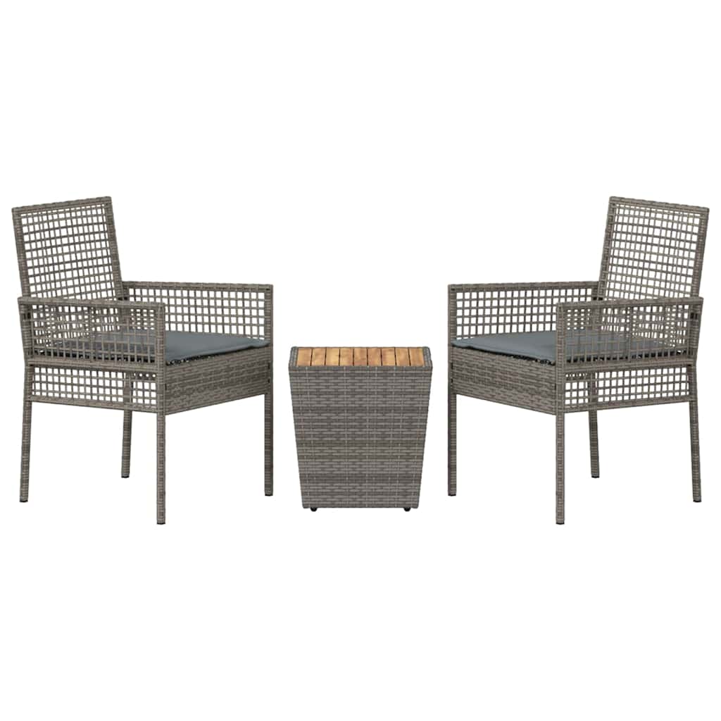 Garten Bistro Set 3 pcs Grau Poly Rattan