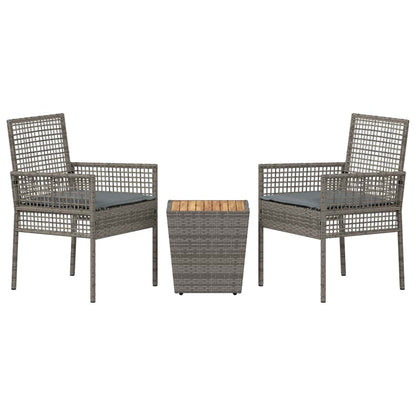 Garten Bistro Set 3 pcs Grau Poly Rattan